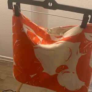 J. Crew Orange and White Textured Skirt